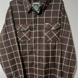 DIXXON Men's Dark Brown Flannel Checkered Shirt XL